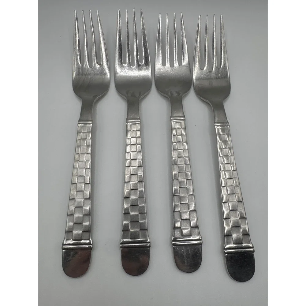 Oneida Checkers 18/10 Stainless Steel Dinner Forks Set of 4 OHSCHEC Flatware